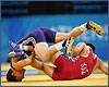 Makhach Martazaliev Dagestan and Leonid Spiridonov (in red) Kazakhstan, a weight category up to 66 kg. A duel for a bronze medal on Olympiad of 2004 in Athenes